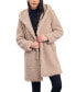 ფოტო #3 პროდუქტის Women's Hooded Button-Front Teddy Coat