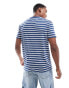 Фото #4 товара Polo Ralph Lauren icon logo stripe t-shirt in mid blue/white