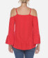 Фото #2 товара Women's Cold Shoulder Ruffle Sleeve Top