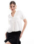 Фото #1 товара Stradivarius linen look short sleeve boxy shirt in white