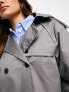 Фото #7 товара Stradivarius oversized cropped trench coat in slate grey