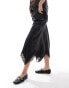 Miss Selfridge satin maxi skirt with trim in black