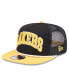 Men's Black/Gold Los Angeles Lakers Throwback Team Arch Golfer Snapback Hat
