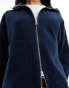 ASOS DESIGN supersoft boxy funnel neck zip through cardigan in navy