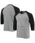 Фото #1 товара Men's Heathered Gray, Black Distressed Chicago White Sox 1900 Inaugural Season Vintage-Like Raglan 3/4-Sleeve T-shirt