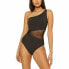 Bleu Rod Beattie Womens Illusion Asymmetric One-Piece Swimsuit Black 12