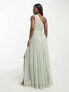 Anaya Bridesmaid tulle one shoulder maxi dress in sage green