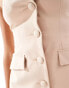 Фото #2 товара Miss Selfridge tailored bandeau button through mini dress in neutral