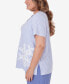 ფოტო #3 პროდუქტის Plus Size Summer Breeze Mini Stripes T-shirt with Butterfly Lace Detail