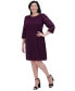 Plus Size Lace 3/4-Sleeve Shift Dress