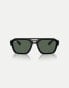 Фото #3 товара Ray-Ban corrigan irregular sunglasses in black with green lens in black