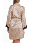 ფოტო #2 პროდუქტის Kareen Plus Size Dotted Satin Robe with Lace Trimmed Sleeves and Self Tie Sash