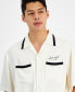 Men's Oversized-Fit Logo Embroidered Button-Down Shirt