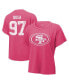 ფოტო #1 პროდუქტის Women's Threads Nick Bosa Pink Distressed San Francisco 49ers Name and Number T-shirt