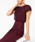 Women's Beaded Short-Sleeve Sheer-Overlay Gown Cassis Red, 2 - фото #14