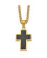 Фото #1 товара Chisel black Carbon Fiber Inlay Cross Pendant Curb Chain Necklace