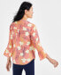 ფოტო #2 პროდუქტის Women's Printed Pintuck Ruffle Sleeve Top, Created for Macy's