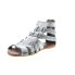 Фото #4 товара Roan by Bed Stu Willa F300003 Womens Gray Leather Zipper Strap Sandals Shoes 5