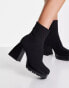 Ego Malayah chunky heeled boots in black knit