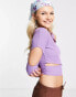 COLLUSION long sleeve cut out rib top in purple lila, 36 - фото #4