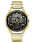 ფოტო #1 პროდუქტის Men's Chronograph Curv Progressive Sport Gold-Tone Stainless Steel Bracelet Watch 44mm