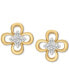 ფოტო #3 პროდუქტის Diamond Flower Stud Earrings (1/10 ct. t.w.) in 14k Gold, Created for Macy's