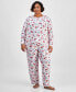 Фото #1 товара Plus Size 2-Pc. Soft Knit Floral Pajamas Set, Created for Macy's