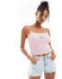 ASOS DESIGN knitted cami top with embroidered cherry detail in pink