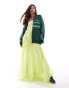 ASOS DESIGN satin cami trapeze dress with pleated skirt in lime Зеленый, 32 - фото #4