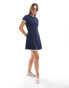 Фото #2 товара Pieces Sport Core mini dress with contrast trim in navy and white