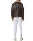 Фото #3 товара Men's Maxton Asymmetrical Moto Jacket with Faux-Shearling Collar