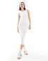 Vero Moda Aware ribbed racer neck midi dress in white