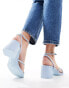 Stradivarius strappy block heeled sandal in blue