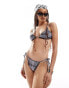 Фото #1 товара COLLUSION co-ord check bikini bottom with lace trim in purple