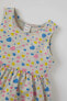 Kız Bebek Kalp Desenli Kolsuz Pamuklu Örme Elbise