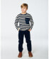 ფოტო #3 პროდუქტის Big Boys Striped Rib T-Shirt Navy