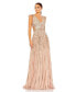 Фото #1 товара Women's Sequined Flutter Cap Sleeve Cut Out A Line Gown