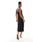 Фото #4 товара Monki strappy maxi slip dress with lace detail in black