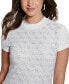 ფოტო #3 პროდუქტის Women's Rhinestone-Logo Mock-Neck Short-Sleeve Top