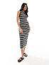 Фото #3 товара Nobody's Child textured knitted midi dress in black and white stripe