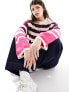 JDY wide sleeve jumper in purple and pink stripe