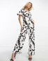 Vero Moda wide leg jumpsuit in mono abstract print Монохромная печать, S - фото #8