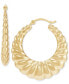 Scalloped Edge Tapered Medium Hoop Earrings in 10k Gold, 1-1/4"