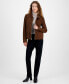 Women's Zip-Front Suede Racer Coat Коричневый, XS - фото #1