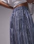 Topshop straight stripe pull on trouser in blue