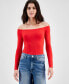 ფოტო #1 პროდუქტის Juniors' Off-The-Shoulder Long-Sleeve Bodysuit