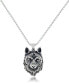 ფოტო #1 პროდუქტის Men's Wolf Head 24" Pendant Necklace in Stainless Steel