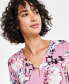 ფოტო #3 პროდუქტის Women's Floral Moss Crepe 3/4-Sleeve Top