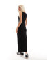 COLLUSION slash neck ribbed maxi dress in black