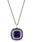 Фото #1 товара EFFY Collection eFFY® Amethyst (10 ct. t.w.) & White Topaz (5/8 ct. t.w.) 18" Halo Pendant Necklace in Sterling Silver